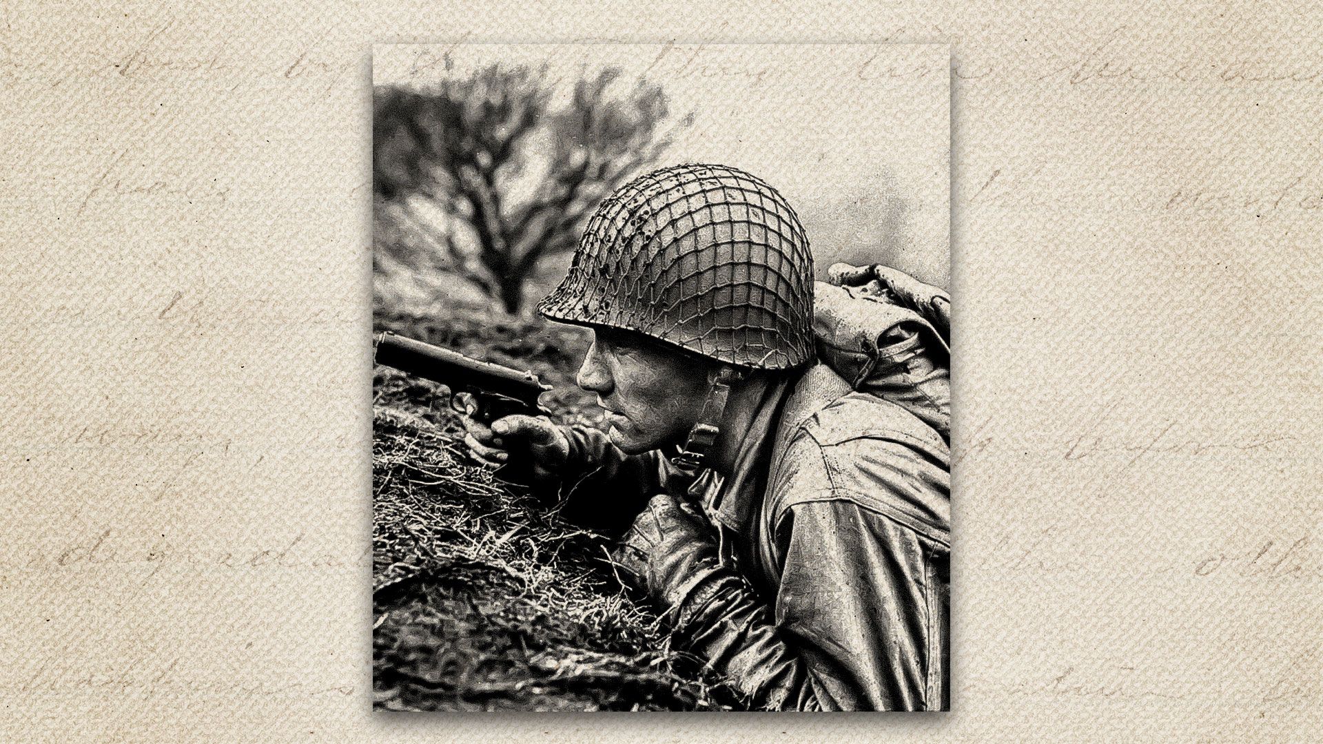 WWII soldier with Model 1911A1 pistol