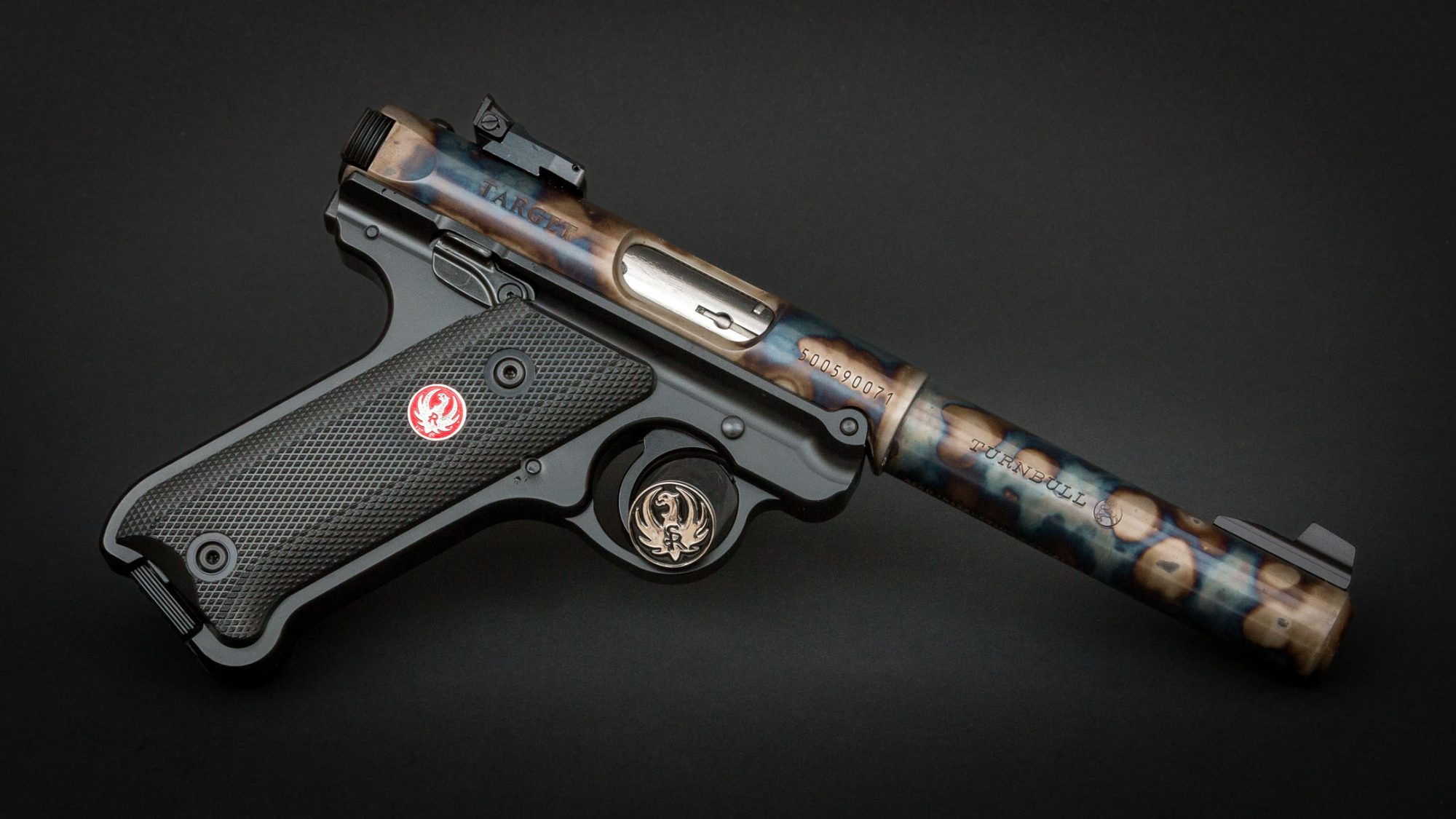 Ruger Mark IV Target featuring Turnbull bone charcoal color case hardening