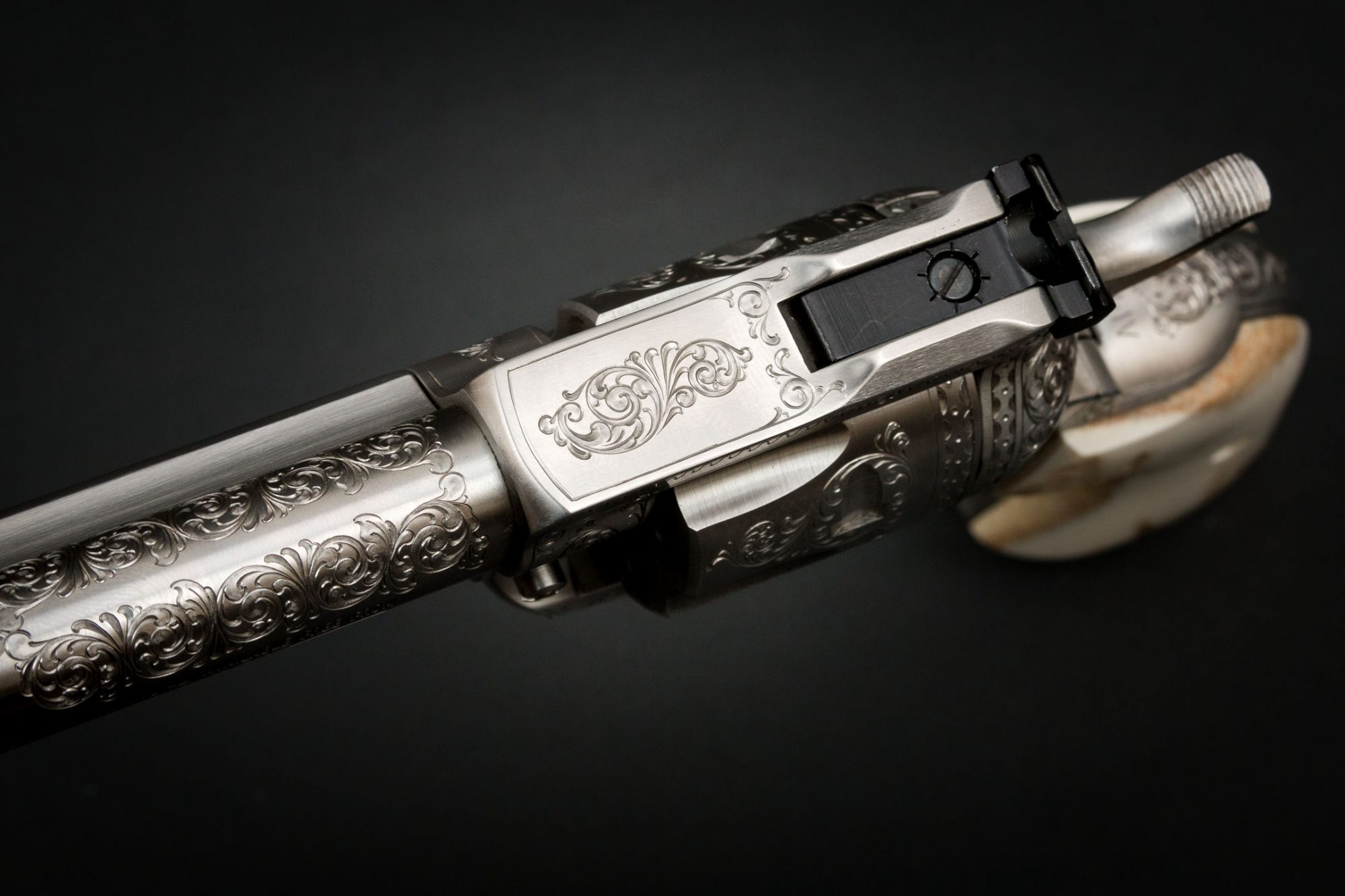 Stainless Ruger Single Six engraved by Robert Kain