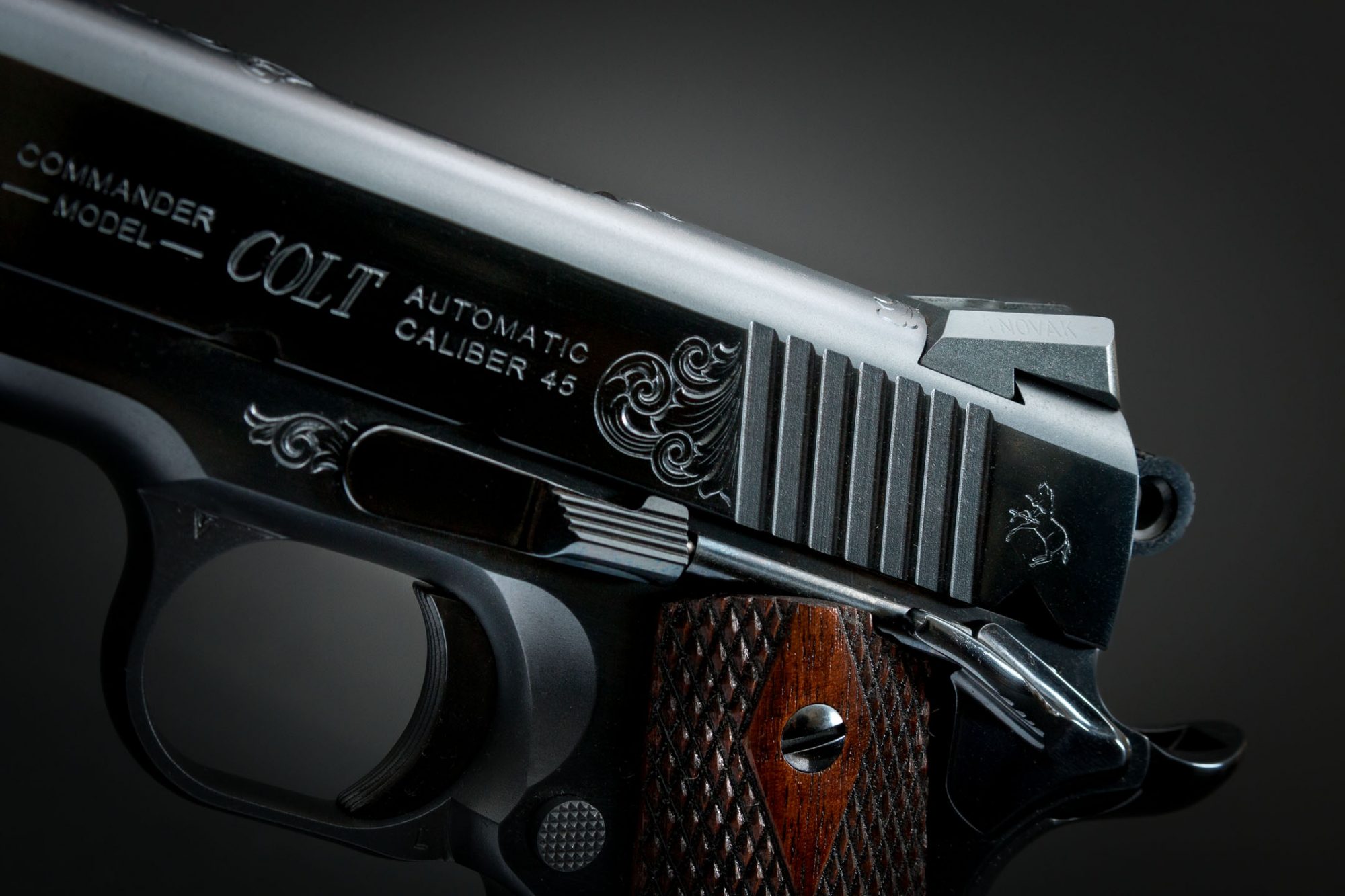 Colt Combat Commander featuring custom engraving and finishes by Turnbull Restoration