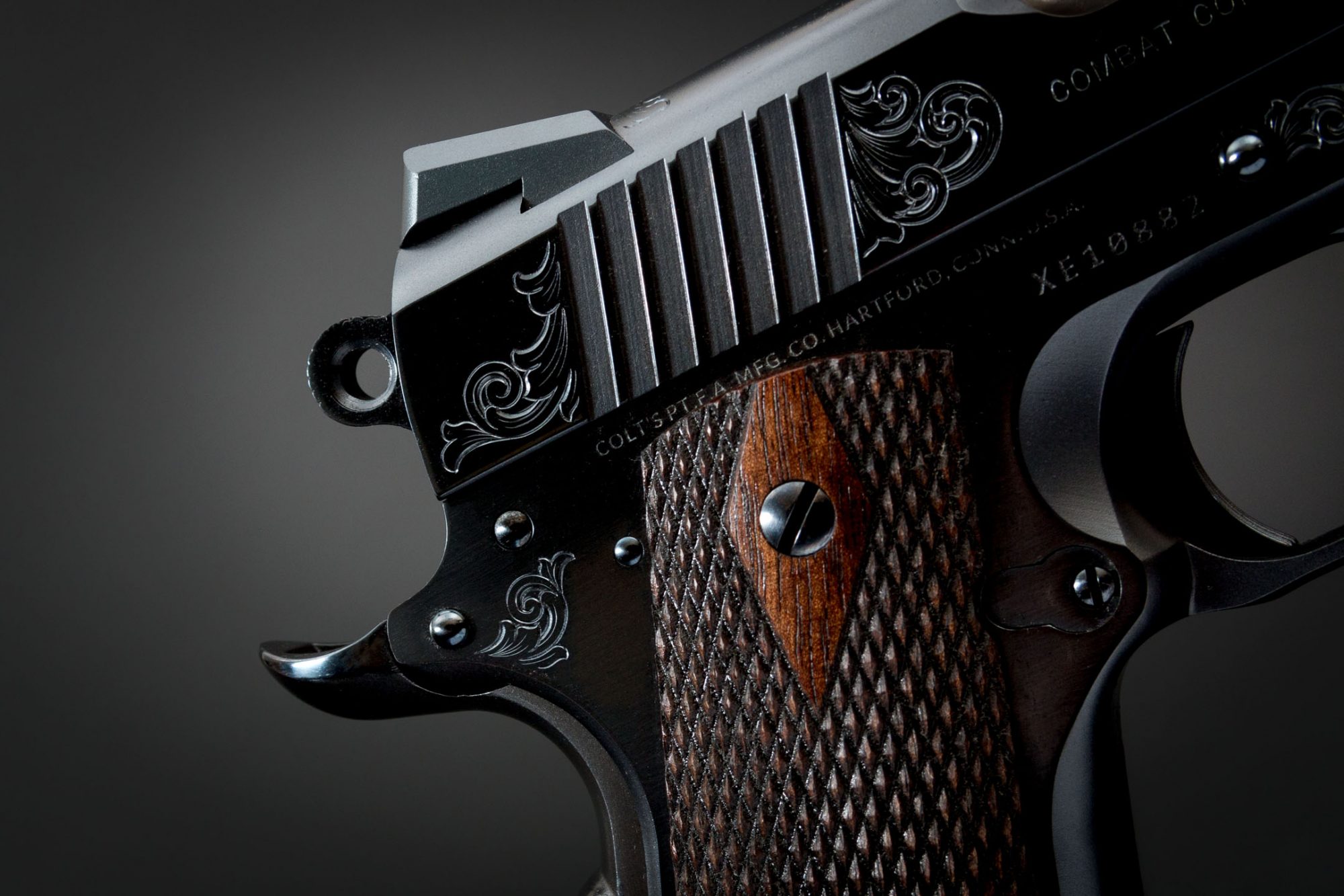 Colt Combat Commander featuring custom engraving and finishes by Turnbull Restoration