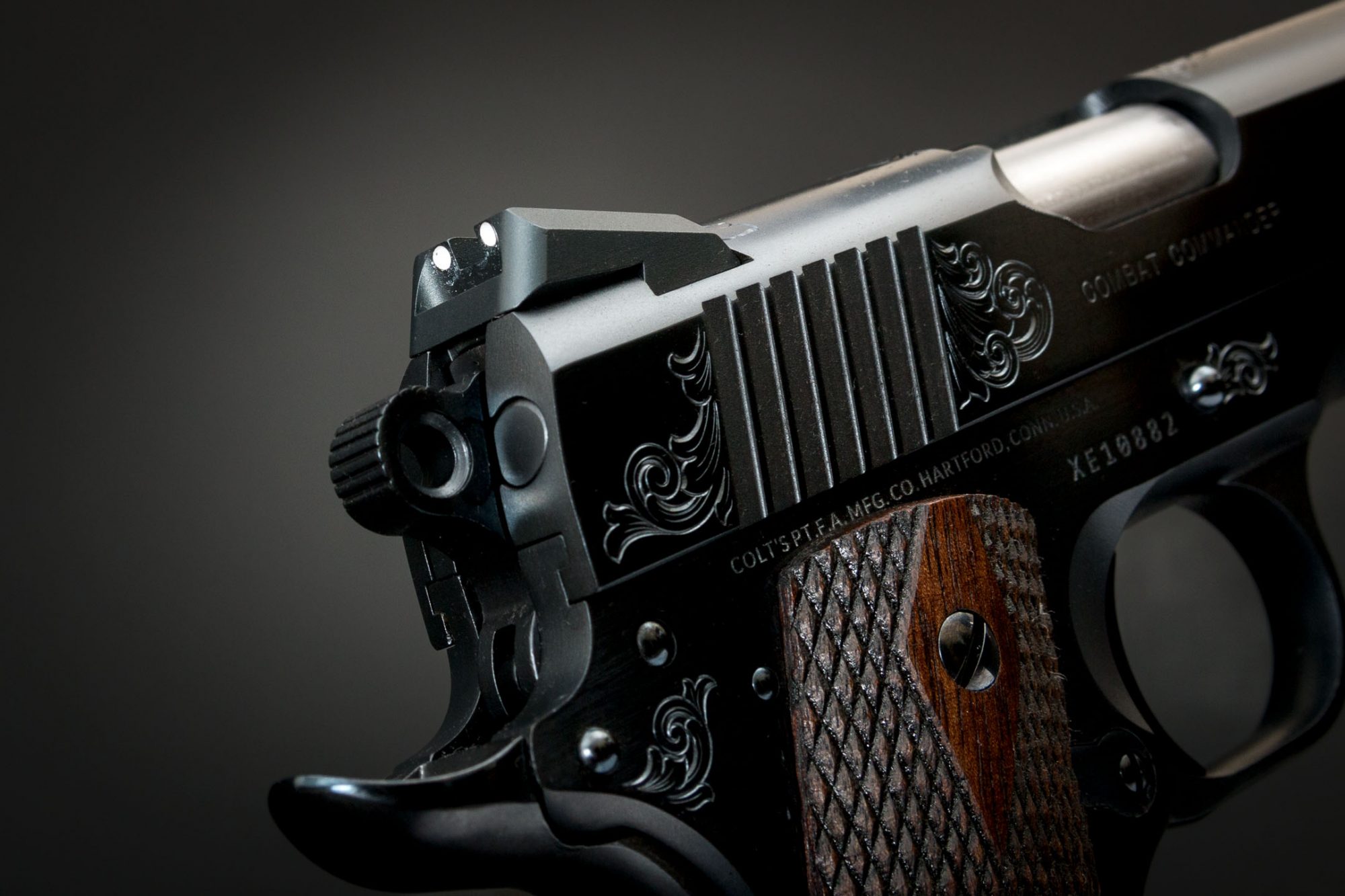 Colt Combat Commander featuring custom engraving and finishes by Turnbull Restoration