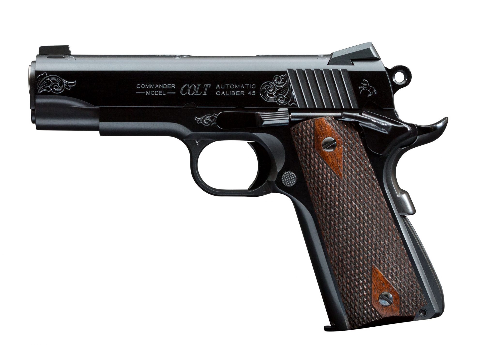 Colt Combat Commander featuring custom engraving and finishes by Turnbull Restoration