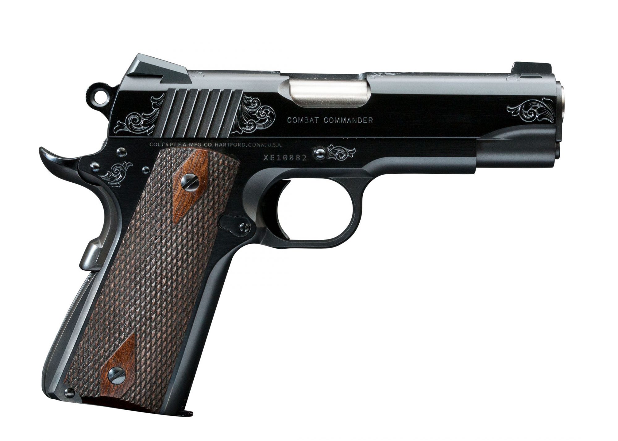 Colt Combat Commander featuring custom engraving and finishes by Turnbull Restoration