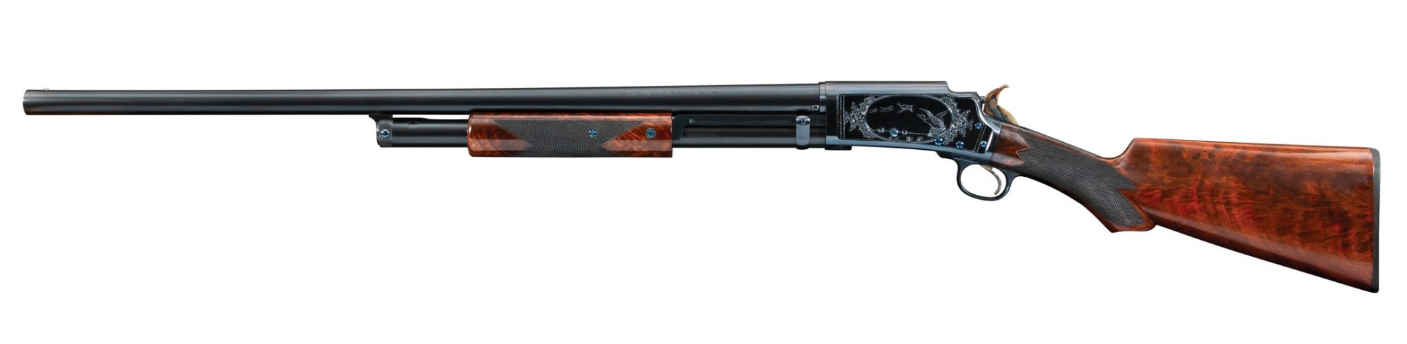 Marlin Model 1898 12 gauge pump-action shotgun, after restoration services by Turnbull Restoration of Bloomfield, NY