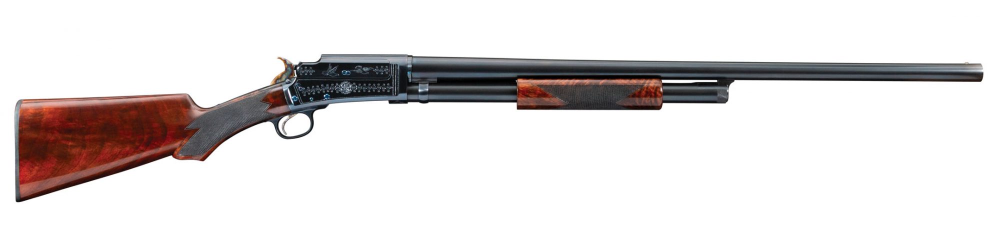 Marlin Model 1898 12 gauge pump-action shotgun, after restoration services by Turnbull Restoration of Bloomfield, NY