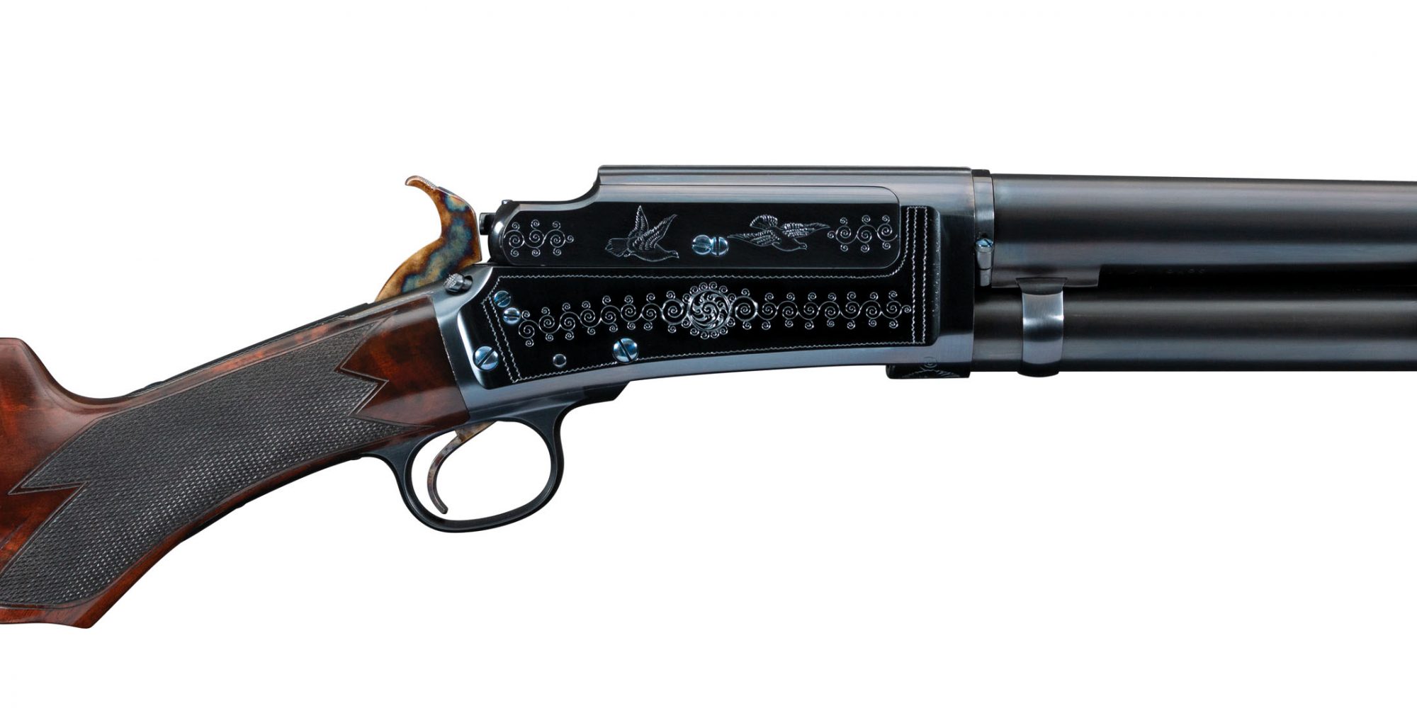 Marlin Model 1898 12 gauge pump-action shotgun, after restoration services by Turnbull Restoration of Bloomfield, NY